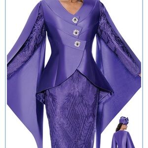 NEW Purple Peplum Buttoned Long Sleeve Gown Size 16